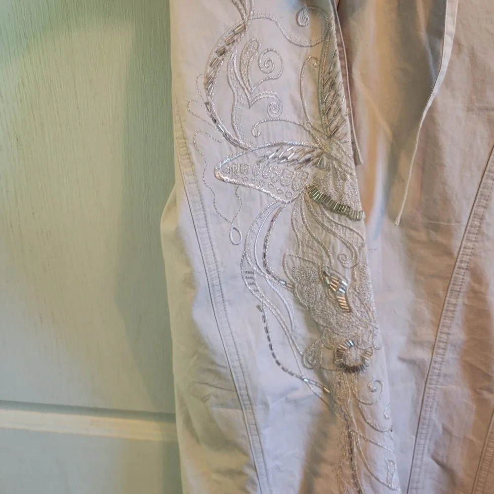 90s Y2K Together Off White Embellished Cargo Style Straight Leg Pants